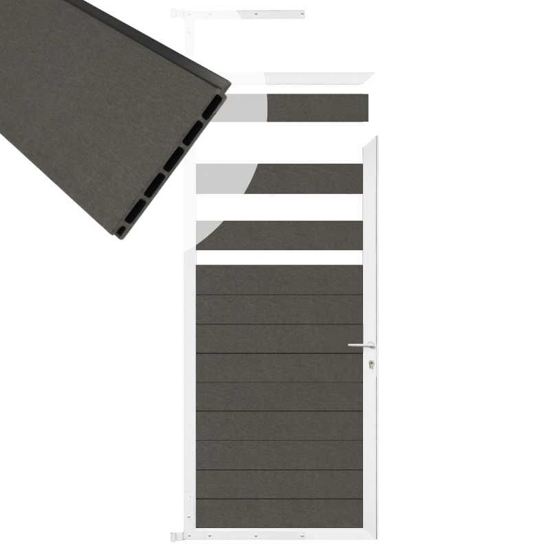 Tuindeur aluminium wit frame Mix & Match - composiet antraciet (90 x 180 cm)