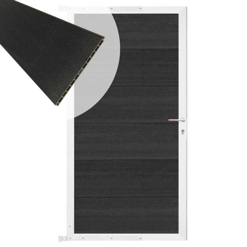 Tuindeur composiet Como antraciet met wit alu kader (90 x 180 cm)