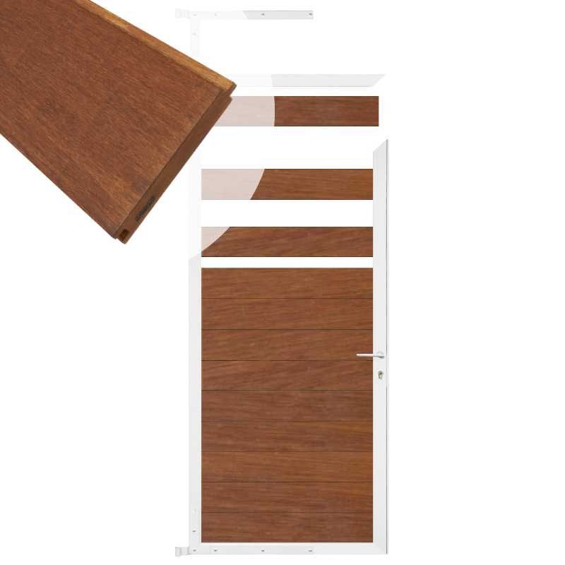 Tuindeur aluminium wit frame Mix & Match - hardhout Bamboe (90 x 180 cm)
