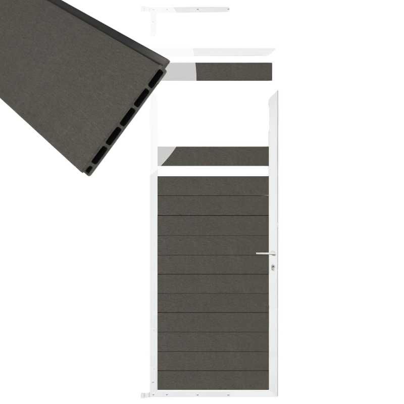 Tuindeur aluminium wit frame Mix & Match - composiet antraciet (90 x 200 cm)