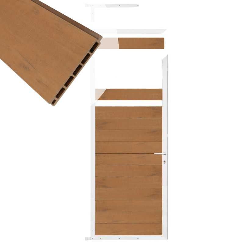 Tuindeur aluminium wit frame Mix & Match - composiet bruin gevlamd (90 x 200 cm)