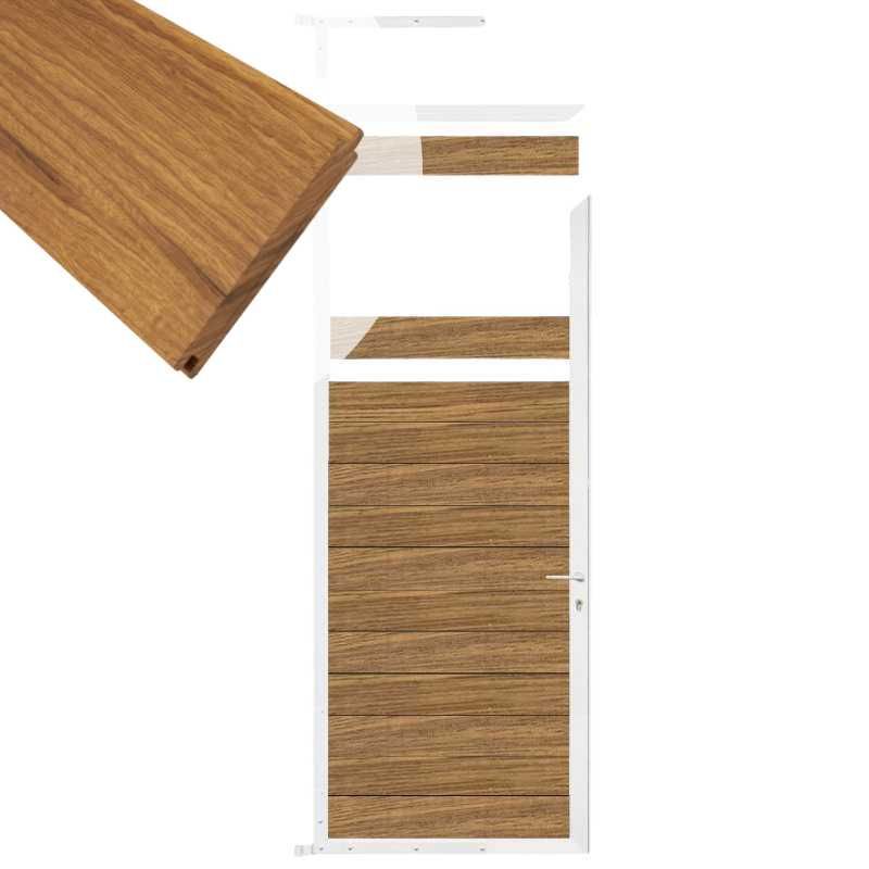 Tuindeur aluminium wit frame Mix & Match - hardhout Thermo Fraké (90 x 200 cm)