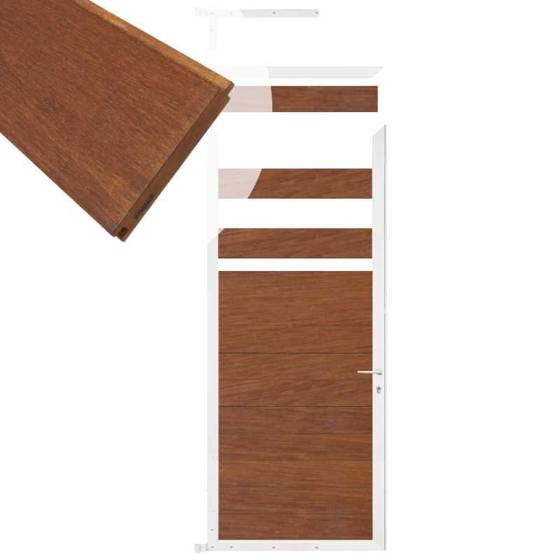 Tuindeur aluminium wit frame Mix & Match - hardhout Bamboe (90 x 200 cm)