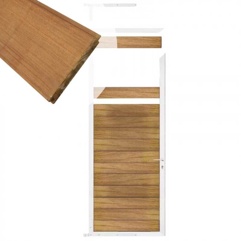 Tuindeur aluminium wit frame Mix & Match - hardhout Ipé (90 x 200 cm)