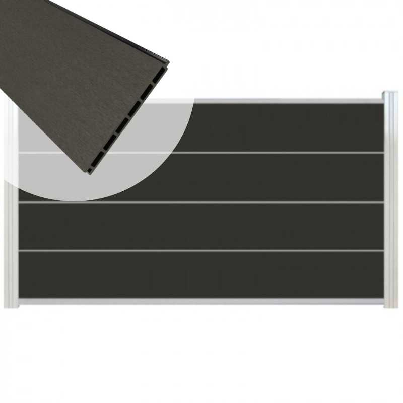 Zelfbouw schutting composiet Modular antraciet - blank alu accessoires (180 x 97 cm)