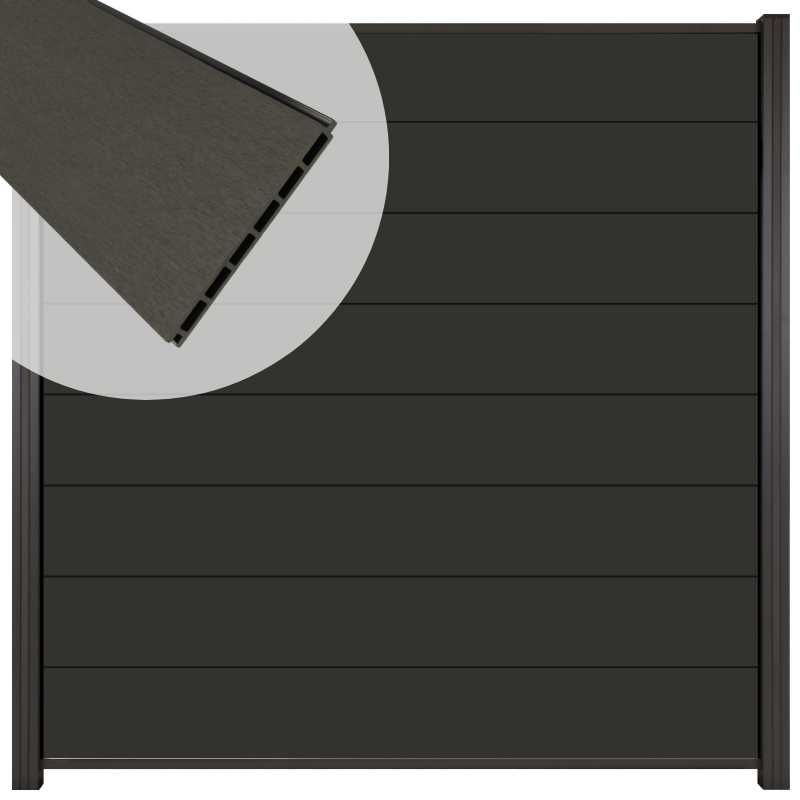 Zelfbouw schutting composiet Modular antraciet - antraciet alu accessoires (180 x 180 cm)