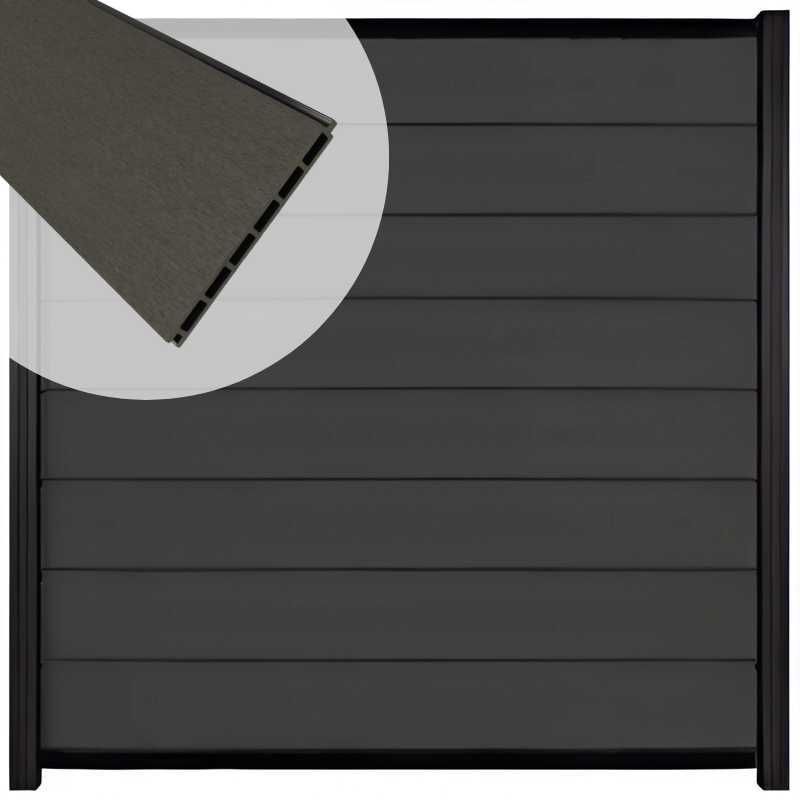 Zelfbouw schutting composiet Modular antraciet - zwart alu accessoires (180 x 180 cm)