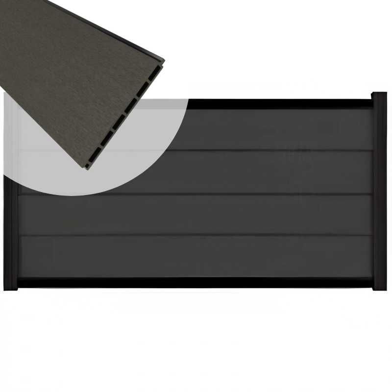 Zelfbouw schutting composiet Modular antraciet - zwart alu accessoires (180 x 97 cm)