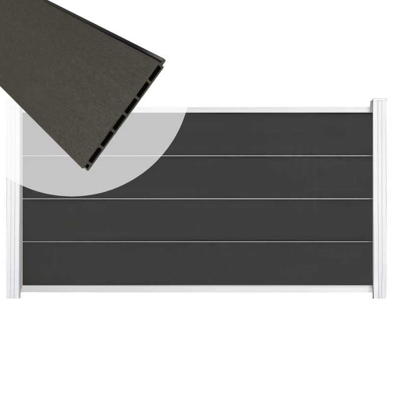 Zelfbouw schutting composiet Modular antraciet - wit alu accessoires (180 x 97 cm)