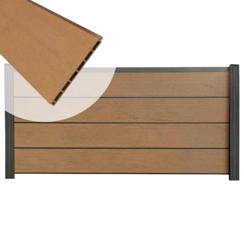 Zelfbouw schutting composiet Modular bruin gevlamd - antraciet alu accessoires (180 x 97 cm)