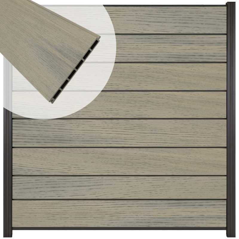 Zelfbouw schutting composiet Modular co-ex grijs - antraciet alu accessoires (180 x 180 cm)