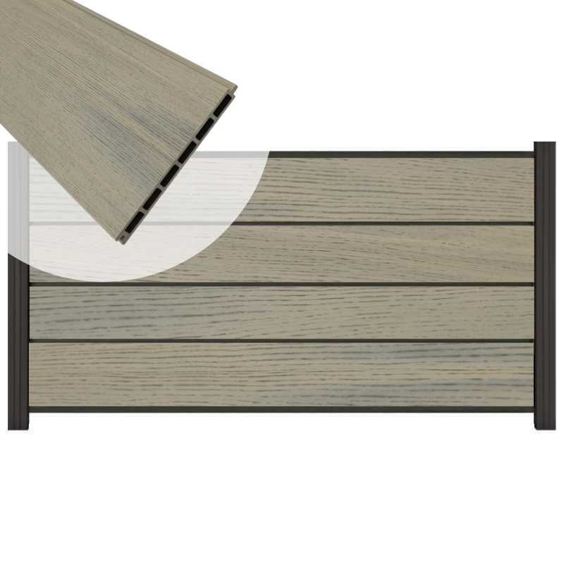 Zelfbouw schutting composiet Modular co-ex grijs - antraciet alu accessoires (180 x 97 cm)