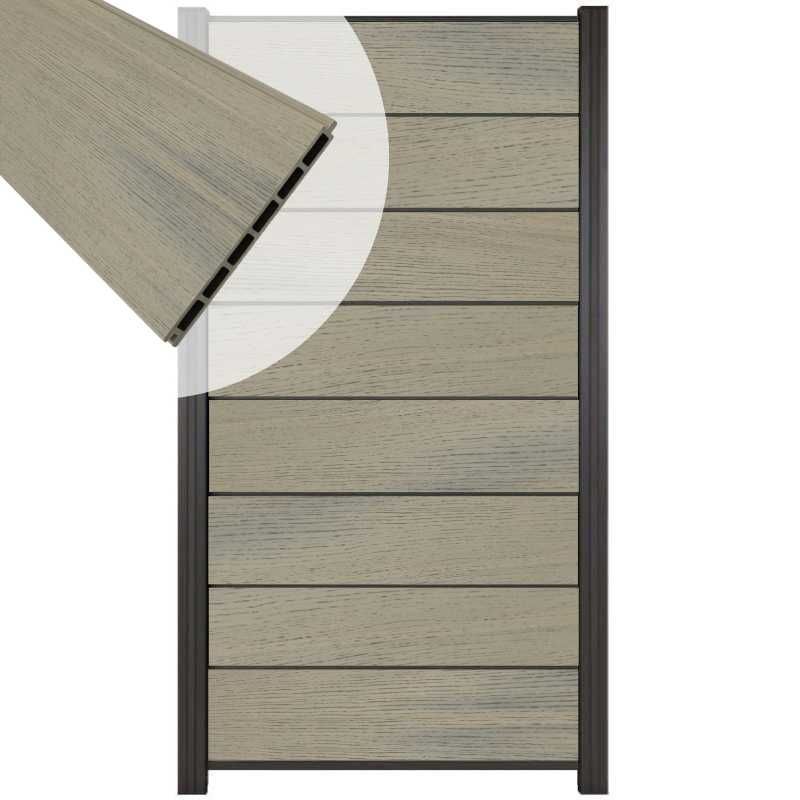 Zelfbouw schutting composiet Modular co-ex grijs - antraciet alu accessoires (90 x 180 cm)