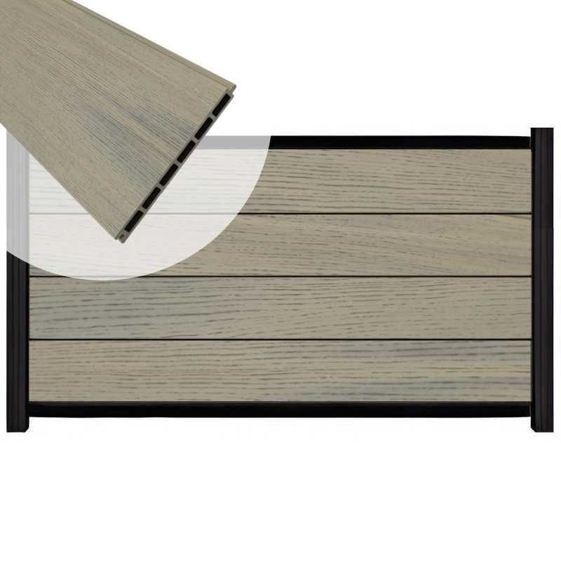 Zelfbouw schutting composiet Modular co-ex grijs - zwart alu accessoires (180 x 97 cm)