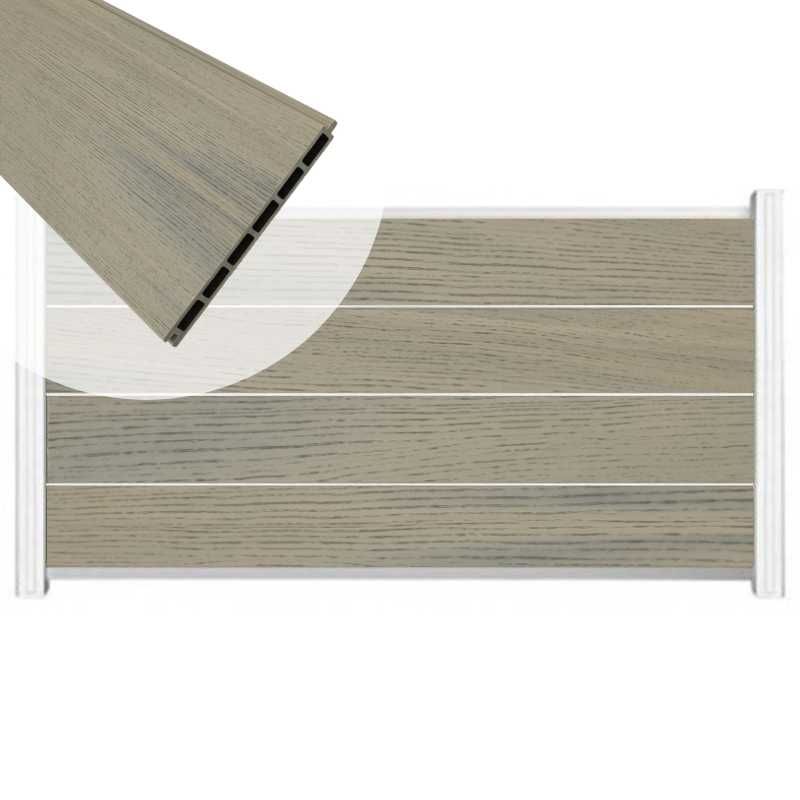 Zelfbouw schutting composiet Modular co-ex grijs - wit alu accessoires (180 x 97 cm)