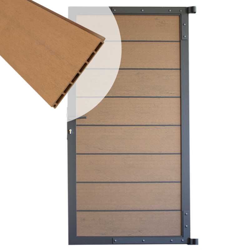 Tuindeur aluminium antraciet frame Modular - composiet bruin gevlamd (90 x 180 cm)