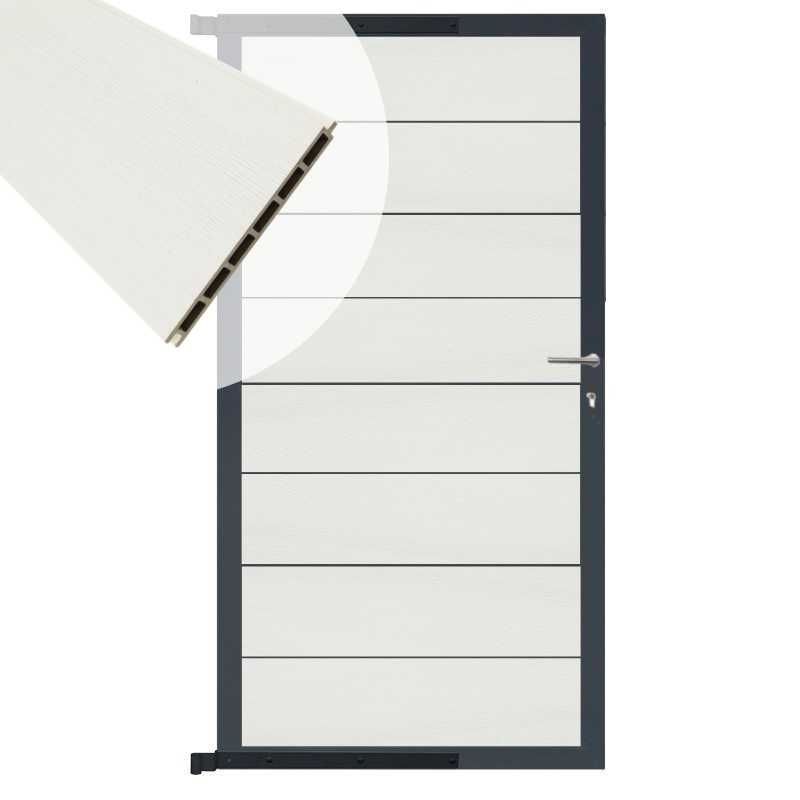 Tuindeur aluminium antraciet frame Modular - composiet co-ex wit (90 x 180 cm)