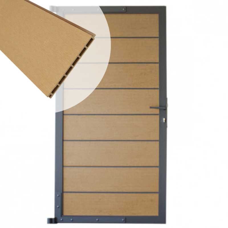 Tuindeur aluminium antraciet frame Modular - composiet teak (90 x 180 cm)
