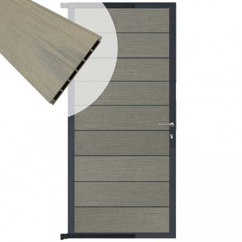 Tuindeur aluminium antraciet frame Modular - composiet co-ex grijs (90 x 200 cm)