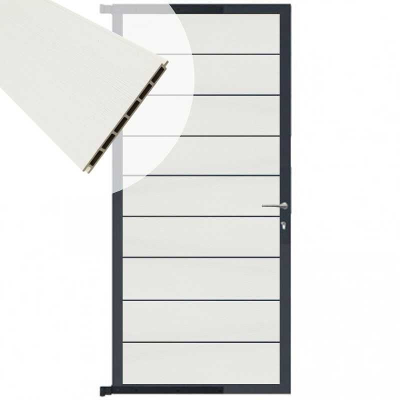 Tuindeur aluminium antraciet frame Modular - composiet co-ex wit (90 x 200 cm)