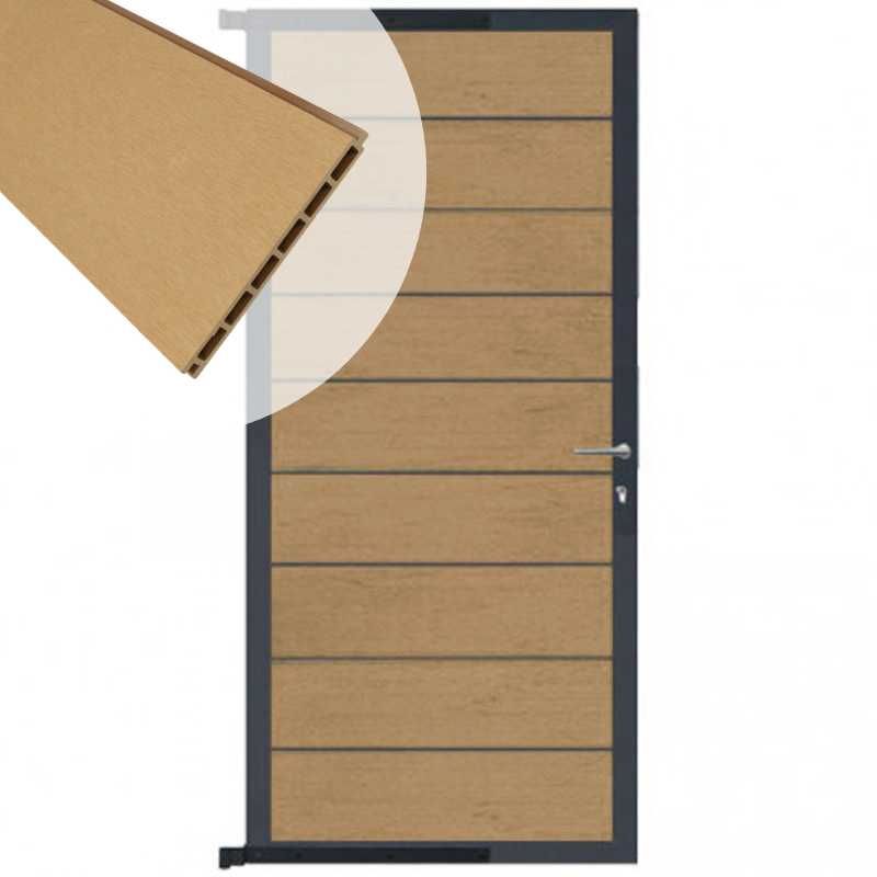 Tuindeur aluminium antraciet frame Modular - composiet teak (90 x 200 cm)
