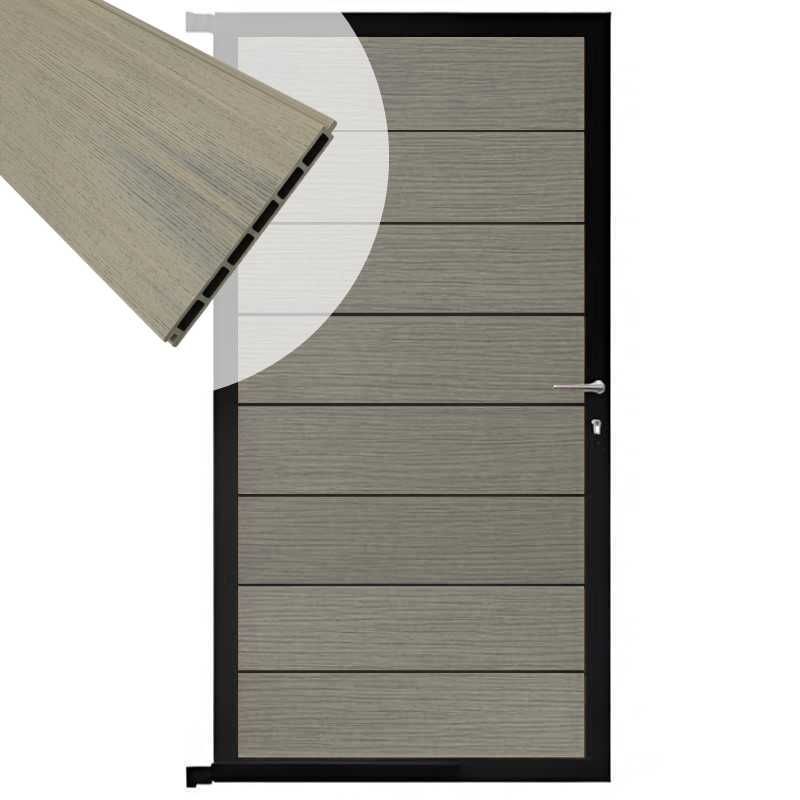 Tuindeur aluminium zwart frame Modular - composiet co-ex grijs (90 x 180 cm)
