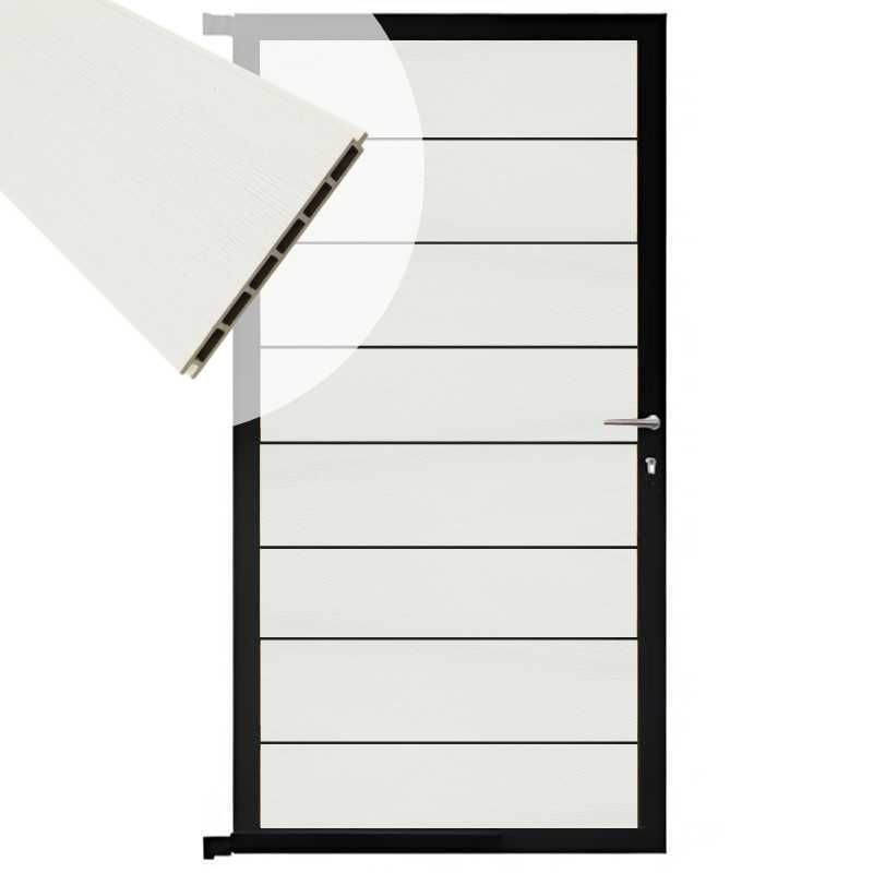 Tuindeur aluminium zwart frame Modular - composiet co-ex wit (90 x 180 cm)
