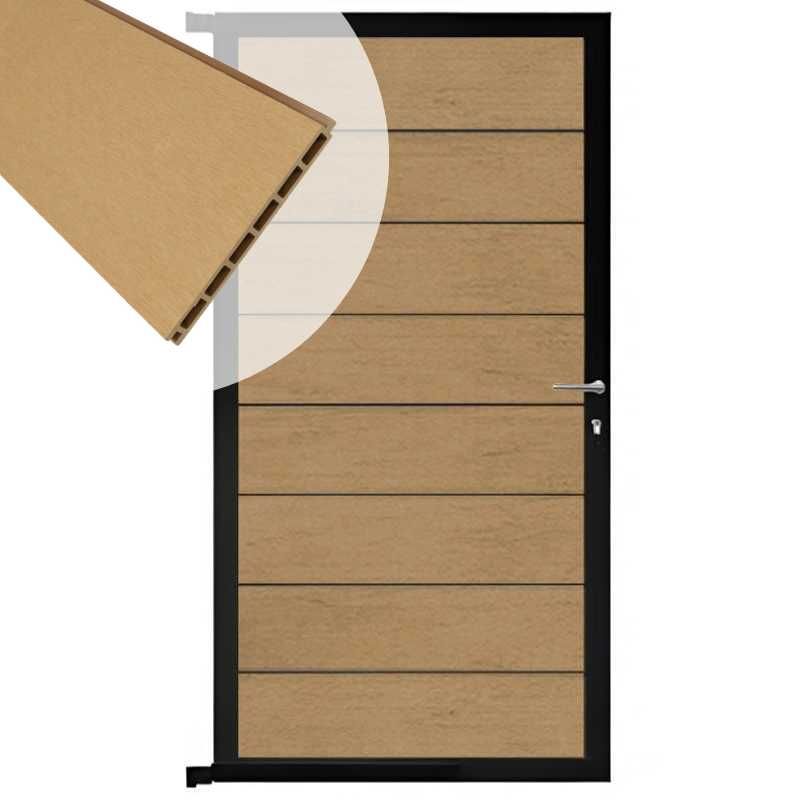 Tuindeur aluminium zwart frame Modular - composiet teak (90 x 180 cm)