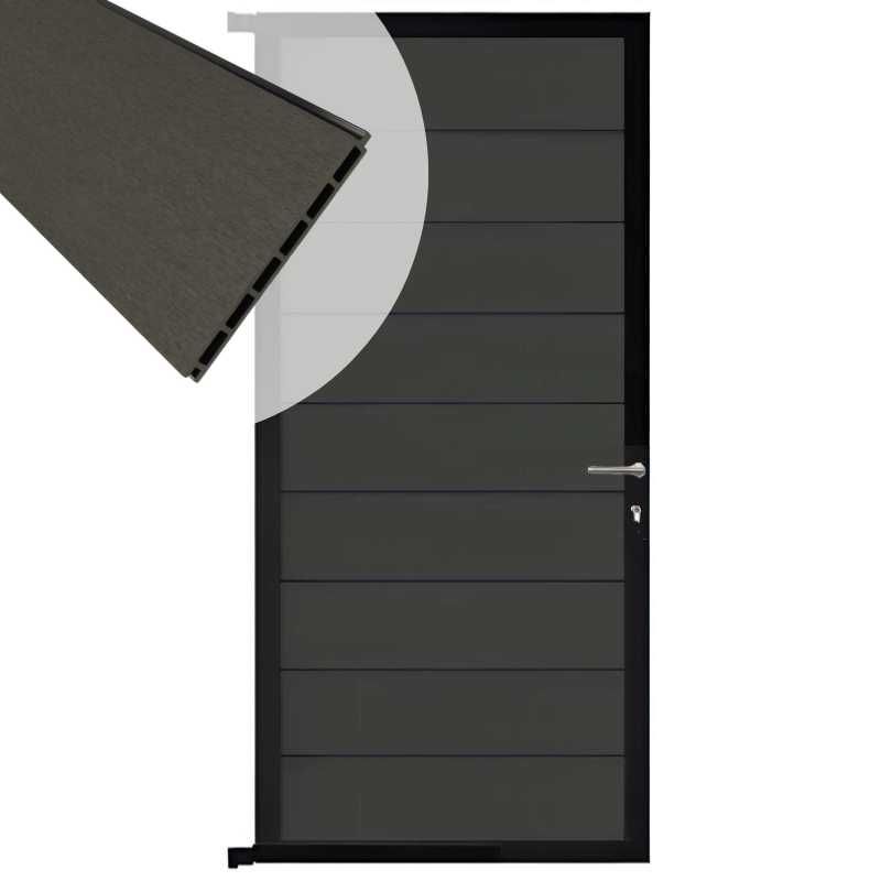 Tuindeur aluminium zwart frame Modular - composiet antraciet (90 x 200 cm)