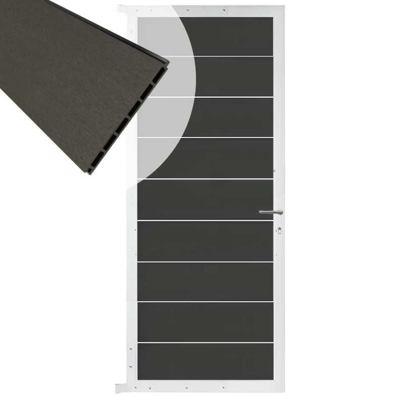 Tuindeur aluminium wit frame Modular - composiet antraciet (90 x 200 cm)