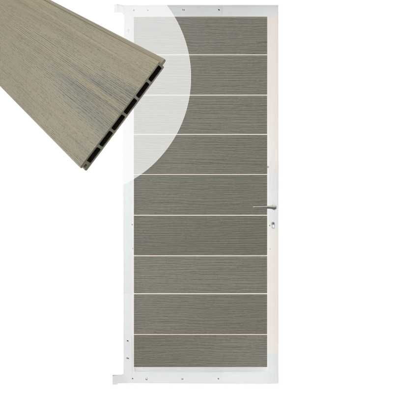 Tuindeur aluminium wit frame Modular - composiet co-ex grijs (90 x 200 cm)