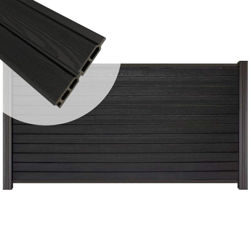 Zelfbouw schutting composiet Rhombus Double zwart - antraciet alu accessoires (180 x 90 cm)