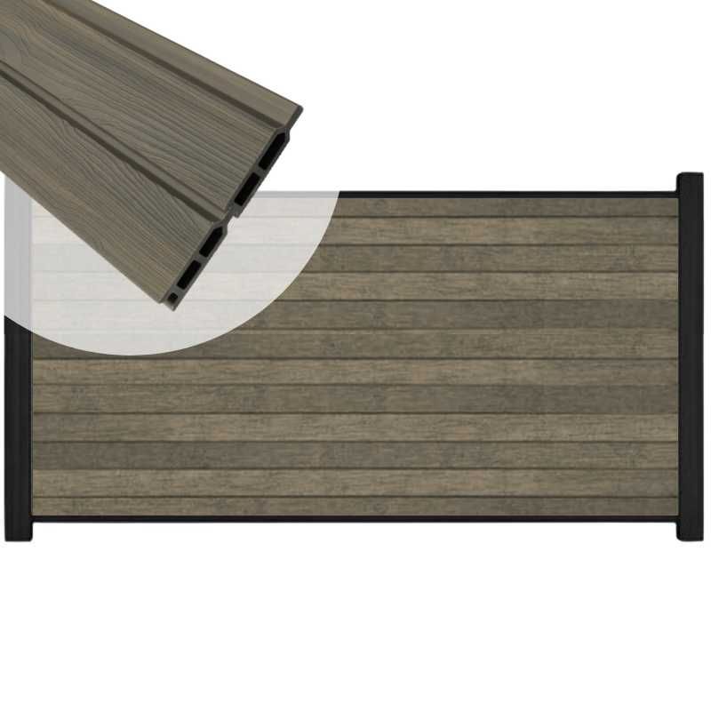Zelfbouw schutting composiet Rhombus Double grijs - antraciet alu accessoires (180 x 90 cm)