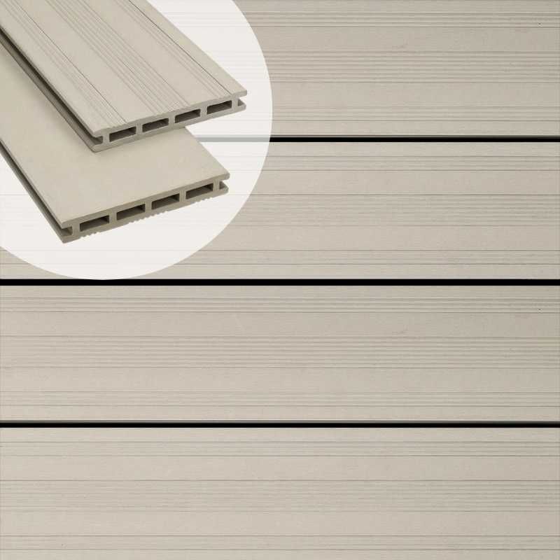 Vlonderplank composiet 2,1 x 14,5 cm grijs vlak en fijne ribbel