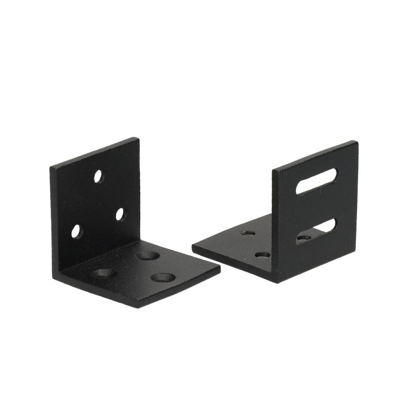 Bevestigingshoekjes - zwart aluminium met schroeven - 2 stuks