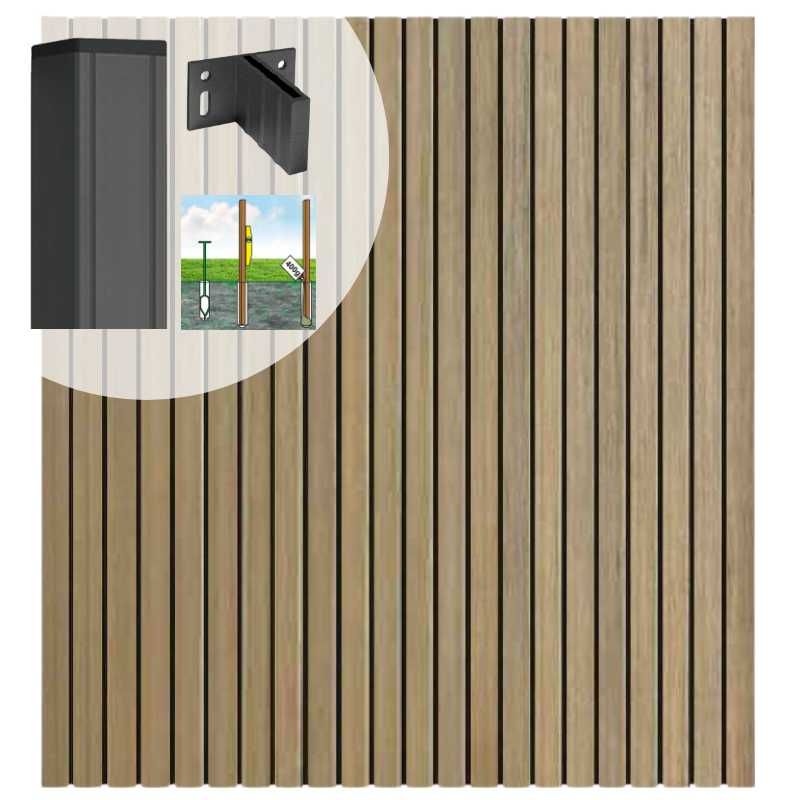 Schutting set composiet co-extrusie Stripes Oak (7,54 meter)