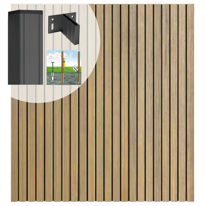 Schutting set composiet co-extrusie Stripes Oak (5,67 meter)
