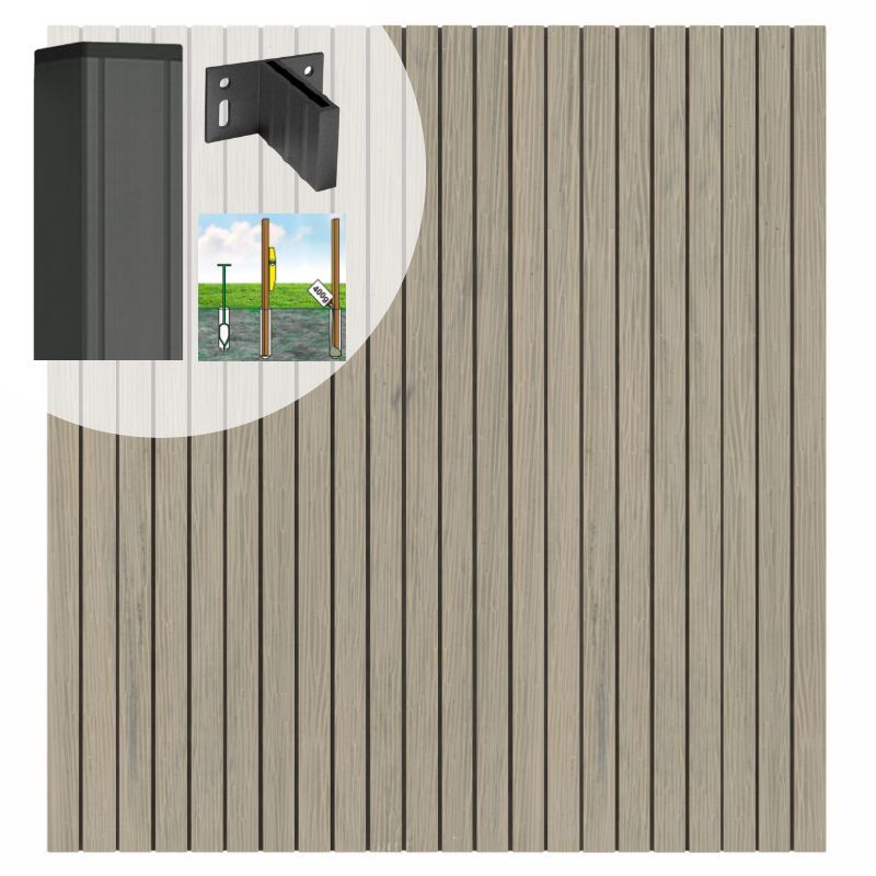 Schutting set composiet co-extrusie Stripes Naturel Grey (7,54 meter)
