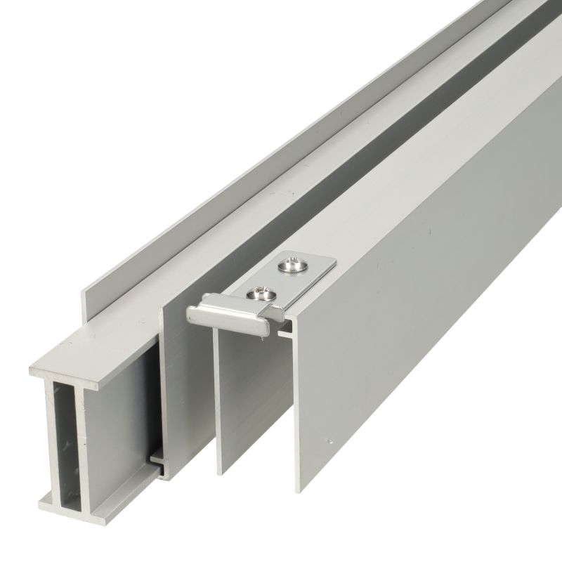 Onder- en bovenregel Verticaal - Zelfbouw - blank aluminium 2 x 2,5 x 180 cm