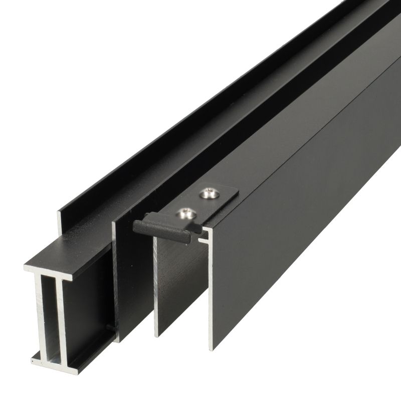 Onder- en bovenregel Verticaal - Zelfbouw - zwart aluminium 2 x 2,5 x 180 cm
