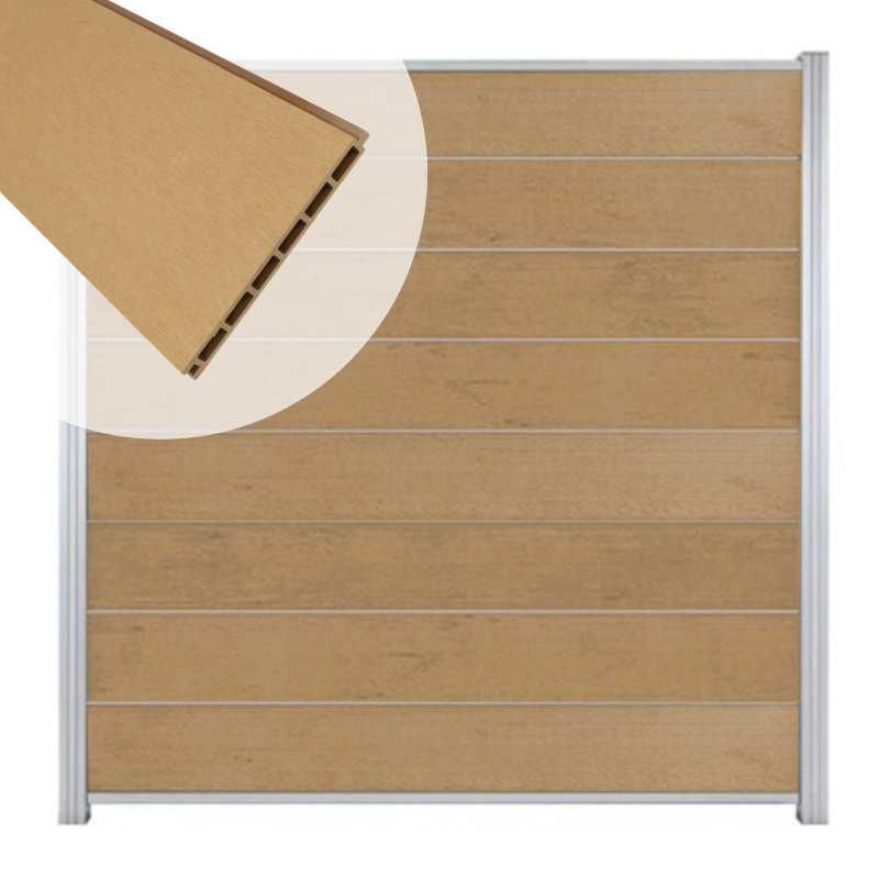 Zelfbouw schutting composiet Modular teak - blank alu accessoires (180 x 180 cm)