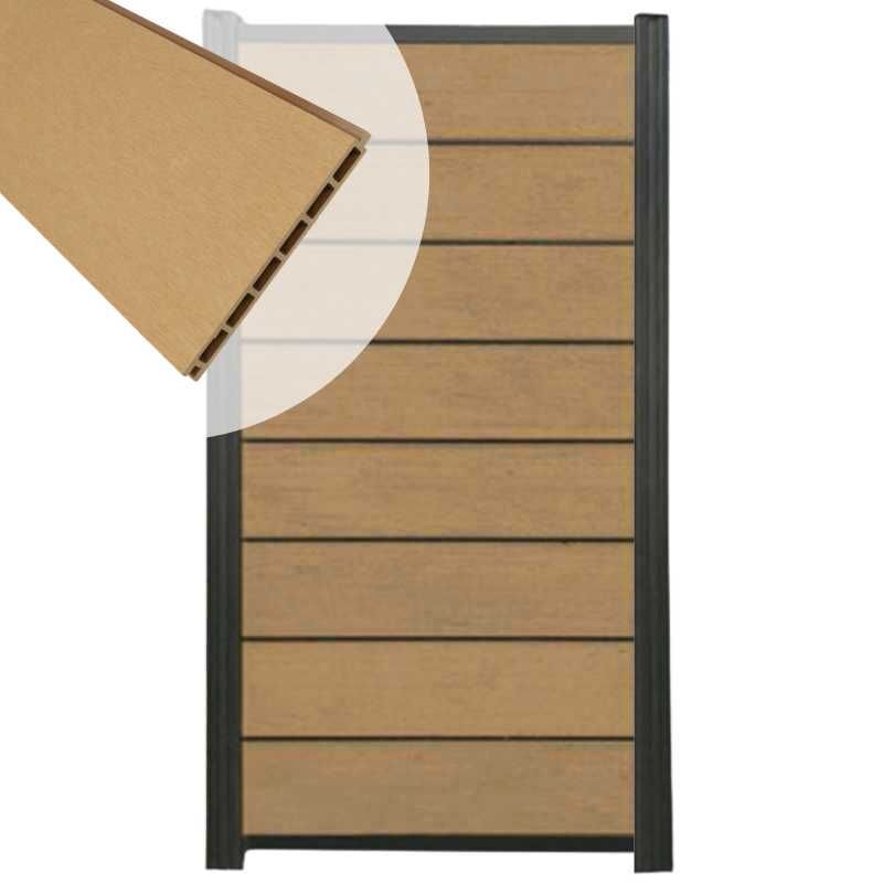 Zelfbouw schutting composiet Modular teak - antraciet alu accessoires (90 x 180 cm)