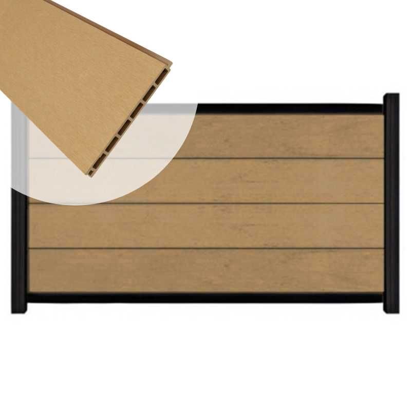 Zelfbouw schutting composiet Modular teak - zwart alu accessoires (180 x 97 cm)