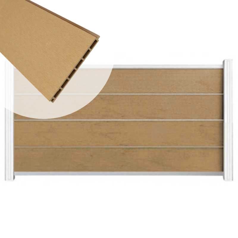 Zelfbouw schutting composiet Modular teak - wit alu accessoires (180 x 97 cm)