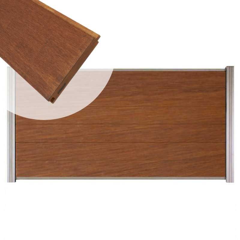 Zelfbouw schutting hardhout Mix & Match Bamboe - blank alu accessoires (180 x 90 cm)