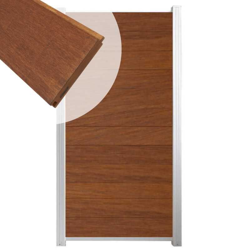 Zelfbouw schutting hardhout Mix & Match Bamboe - wit alu accessoires (90 x 180 cm)