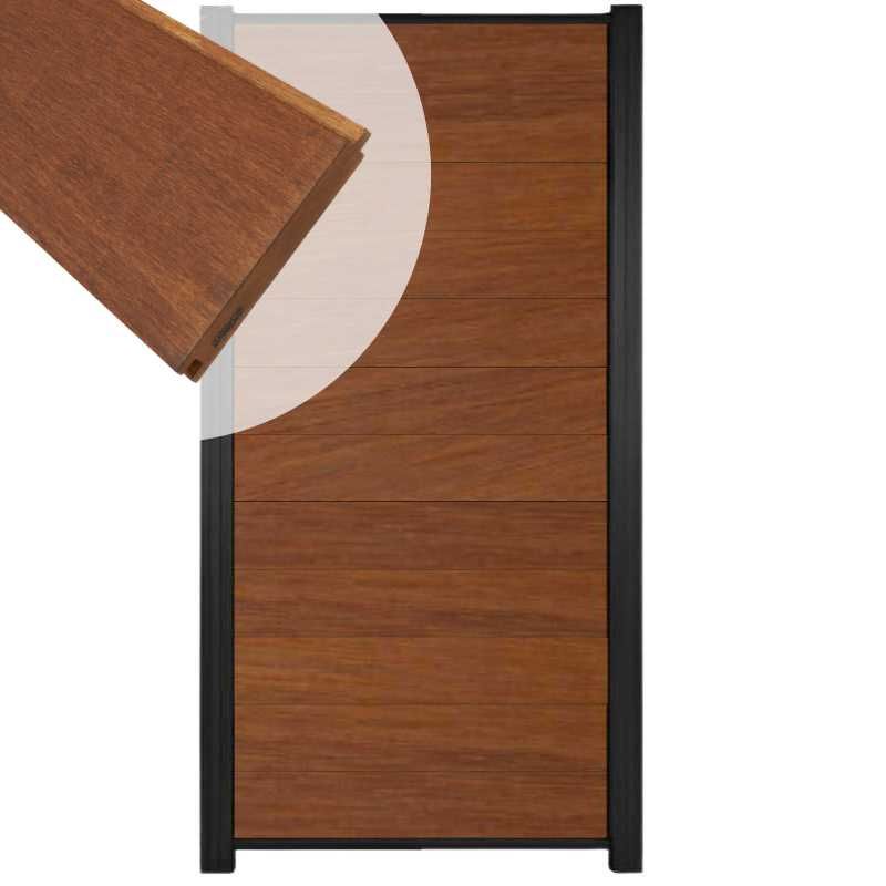 Zelfbouw schutting hardhout Mix & Match Bamboe - zwart alu accessoires (90 x 180 cm)