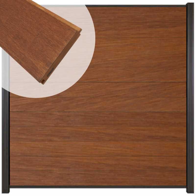 Zelfbouw schutting hardhout Mix & Match Bamboe - antraciet alu accessoires (180 x 180 cm)