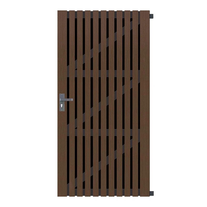 Tuindeur composiet co-ex Stripes Black - Natural dark brown met antraciet frame (90 x 180 cm)