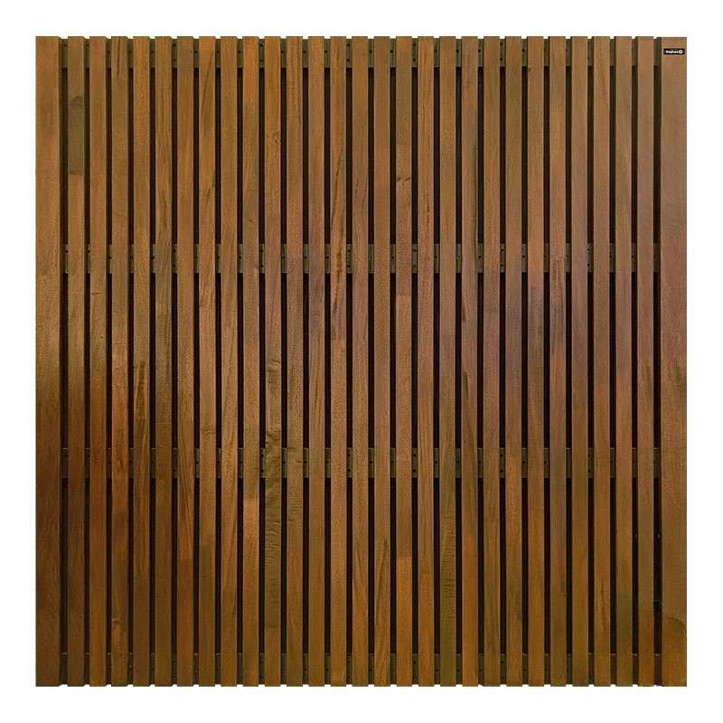 Schutting hardhout Stripes Black gevingerlast bruin-zwart - (180 x 180 cm) dikte 4,5 cm